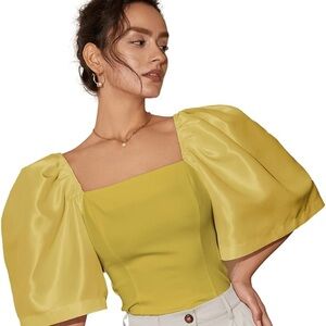 Chic Puff Sleeve Blouse in Yellow